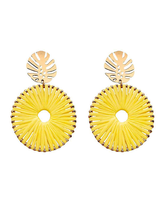 Raffia Wrapped Circle Earring