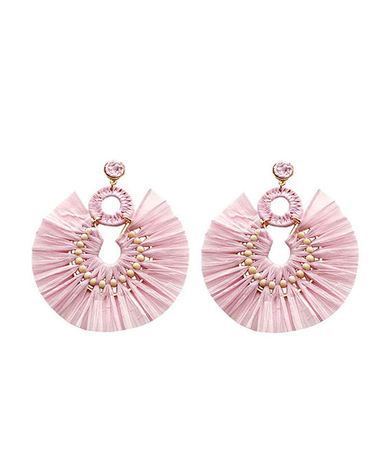 Raffia Wrapped Circle Earring