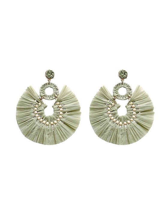Raffia Wrapped Circle Earring