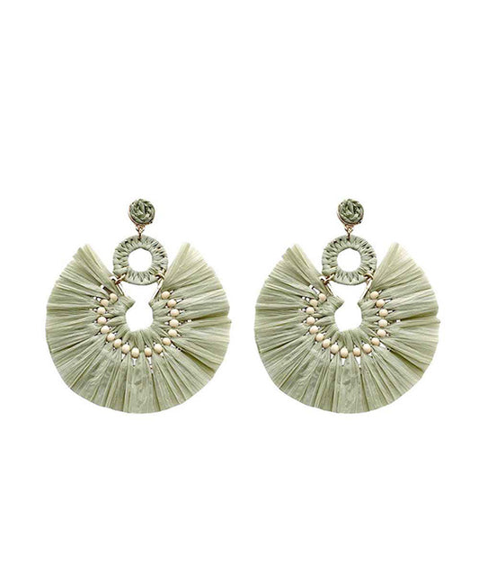 Raffia Wrapped Circle Earring