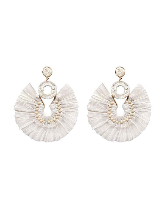 Raffia Wrapped Circle Earring