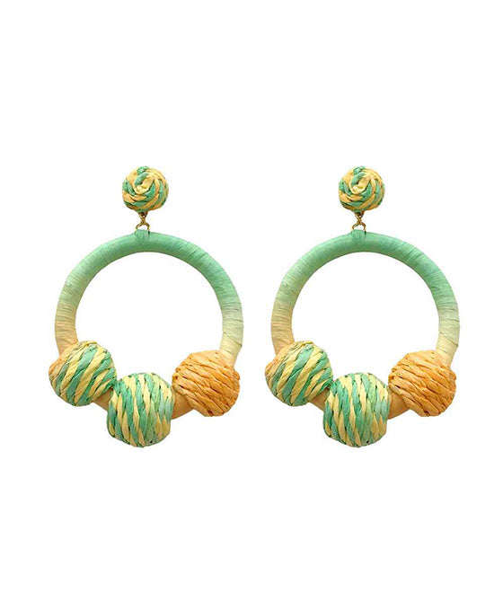 Raffia Wrapped Circle Earring