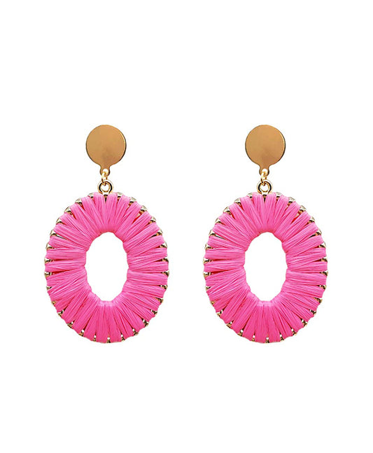 Raffia Wrapped Oval Earring