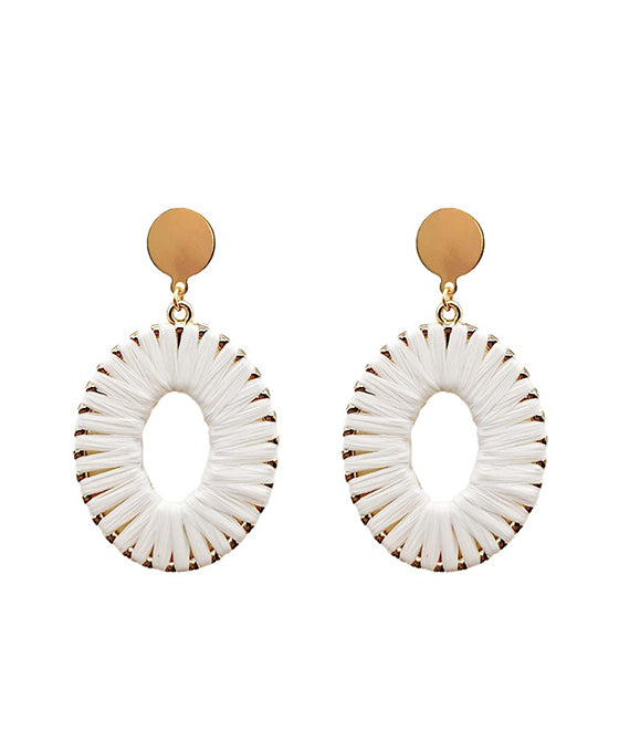 Raffia Wrapped Oval Earring