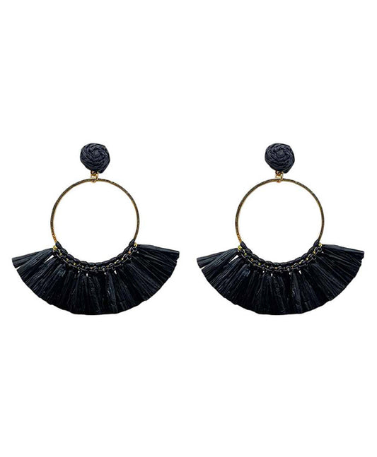 Wrapped Raffia w. Beads Earring