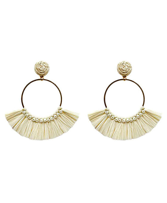 Wrapped Raffia w. Beads Earring