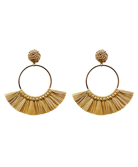 Wrapped Raffia w. Beads Earring