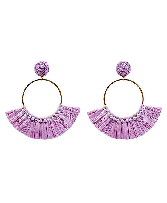 Wrapped Raffia w. Beads Earring