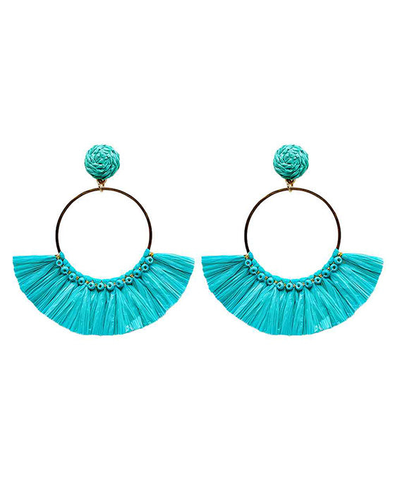 Wrapped Raffia w. Beads Earring