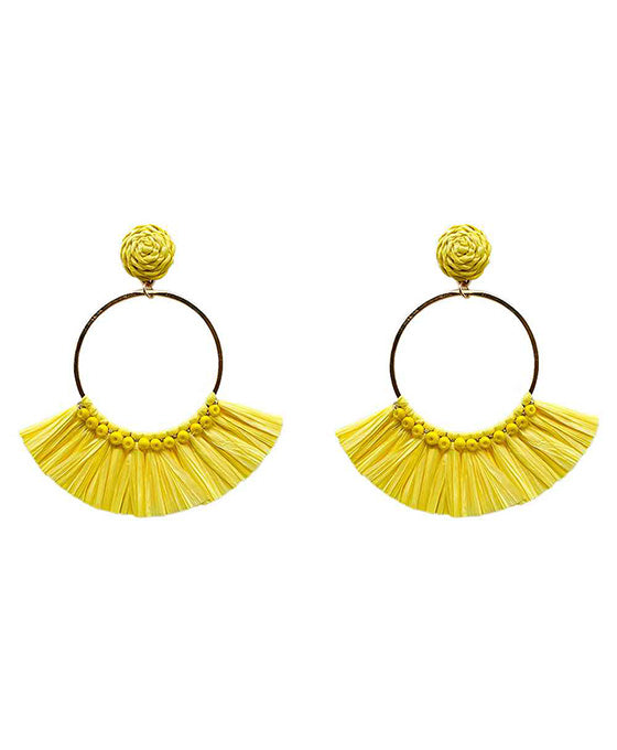 Wrapped Raffia w. Beads Earring