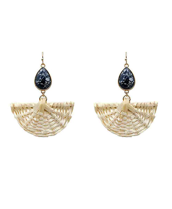 Rattan w/ Natural Stone Earring