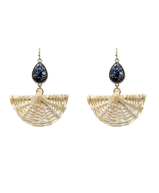 Rattan w/ Natural Stone Earring