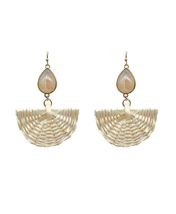 Rattan w/ Natural Stone Earring