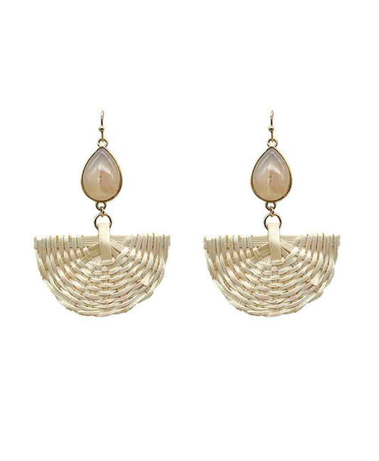 Rattan w/ Natural Stone Earring