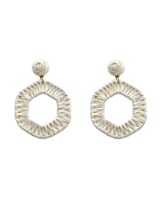 Wrapped Raffia Hexagon Earring