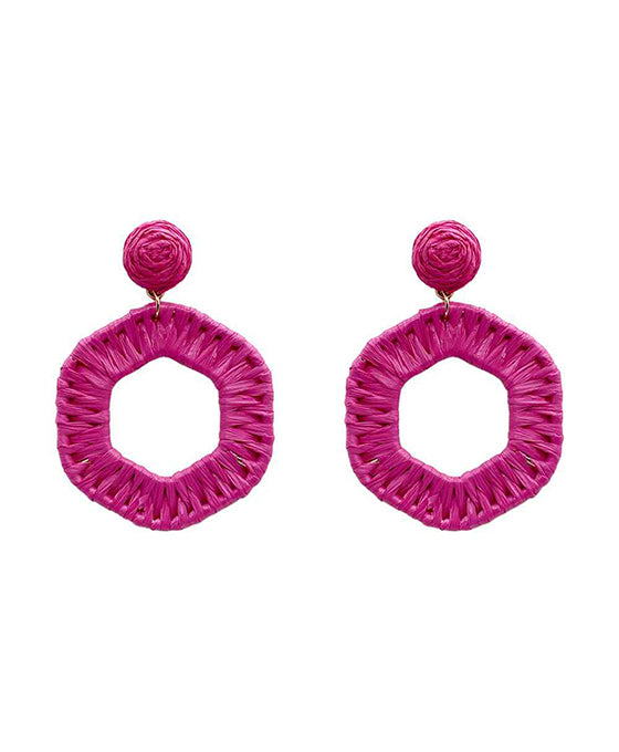 Wrapped Raffia Hexagon Earring