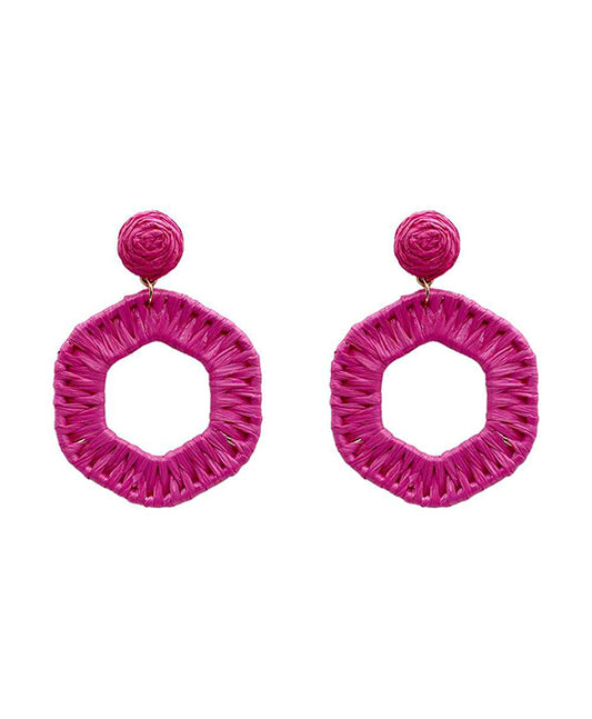 Wrapped Raffia Hexagon Earring