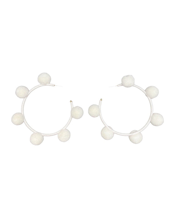Pompom w/ Cord Wrapped Hoop Earring