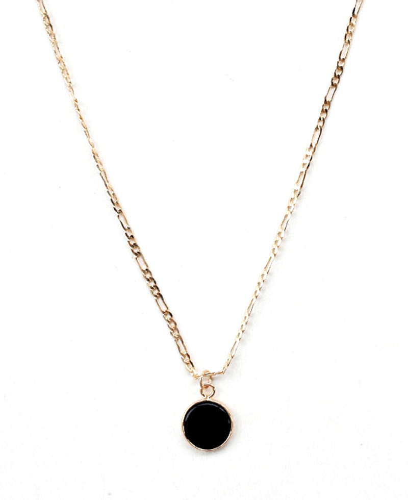 Round Stone Pendant Chain Necklace