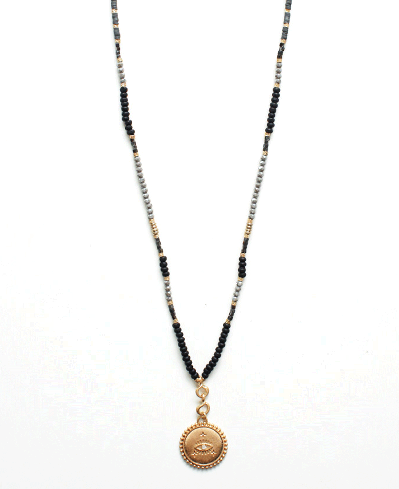 Evil Eye Pendant Beads Long Necklace