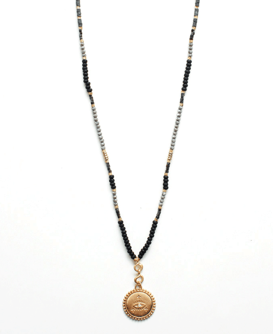 Evil Eye Pendant Beads Long Necklace
