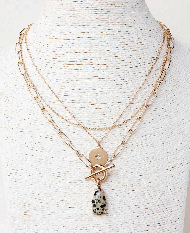 Multi Layered Chain w/ Pendants Necklace