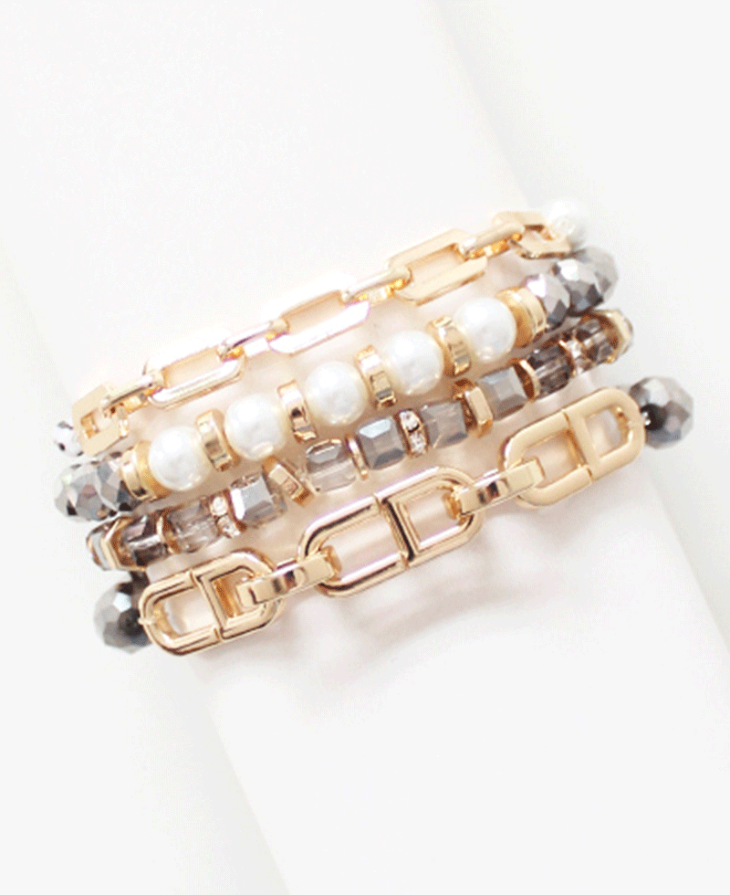 Multi Bead & Metal Link Bracelet