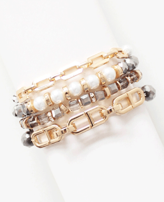 Multi Bead & Metal Link Bracelet