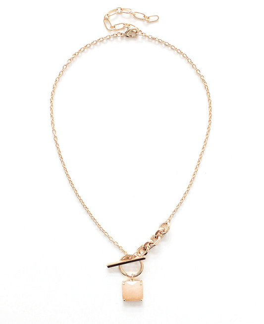 Square Stone Pendant Dual Style Chain Necklace