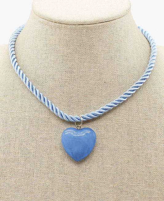Heart Pendant Cord Short Necklace