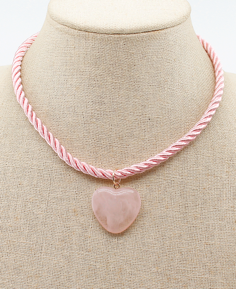 Heart Pendant Cord Short Necklace