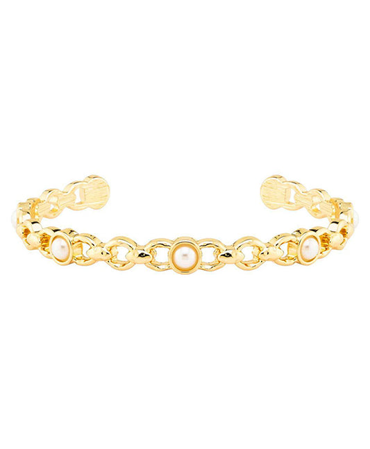 Brass w/ Pearl Cuff Bracelet
