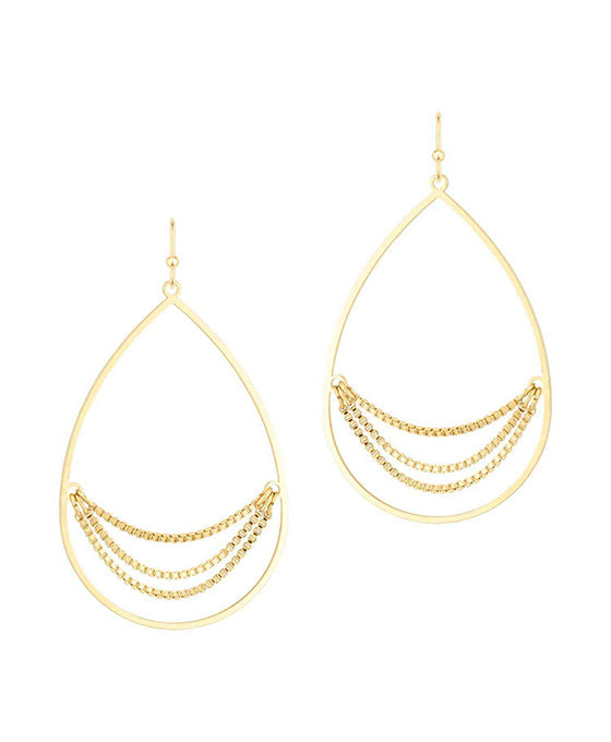 Metal w/ Chain Teardrop Earring