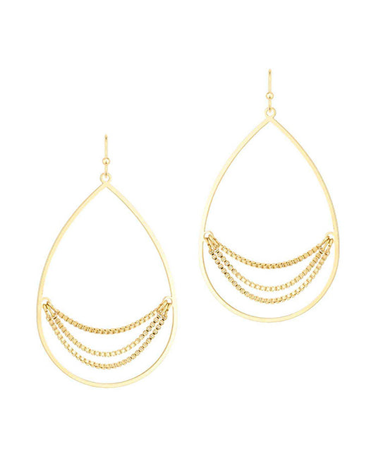 Metal w/ Chain Teardrop Earring