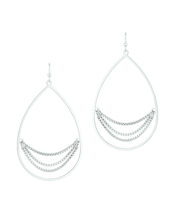 Metal w/ Chain Teardrop Earring