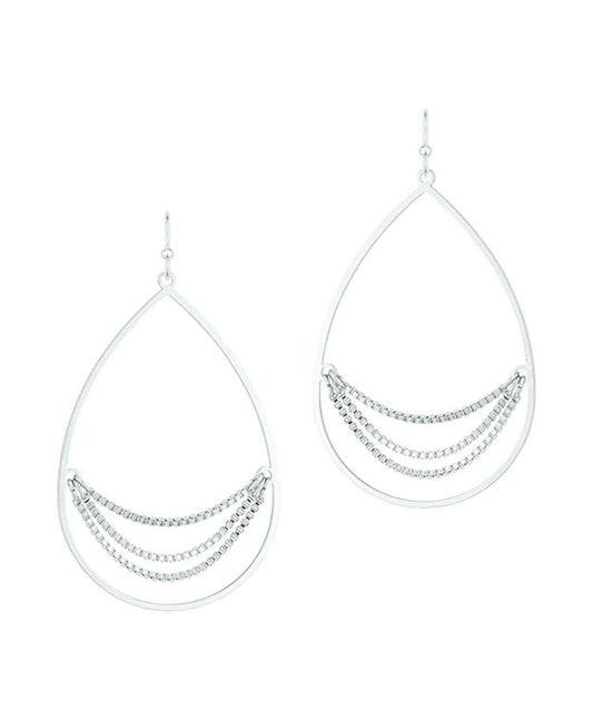 Metal w/ Chain Teardrop Earring