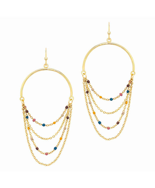 Metal w/ Chain Dangle Earring