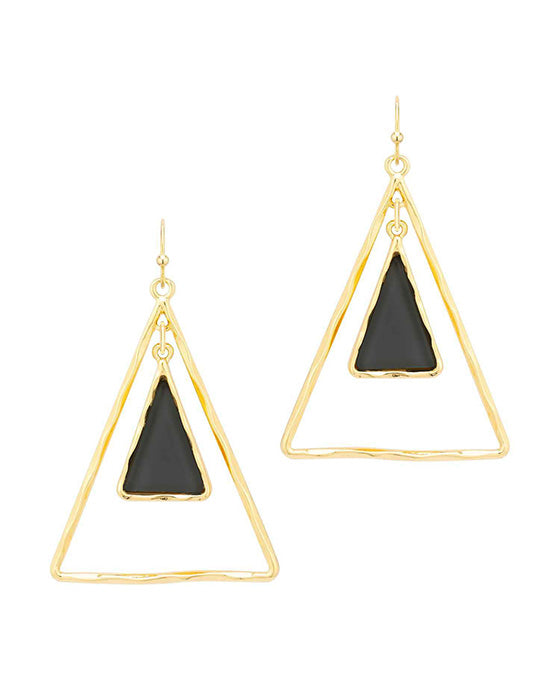 Metal & Acetate Triangle Earring