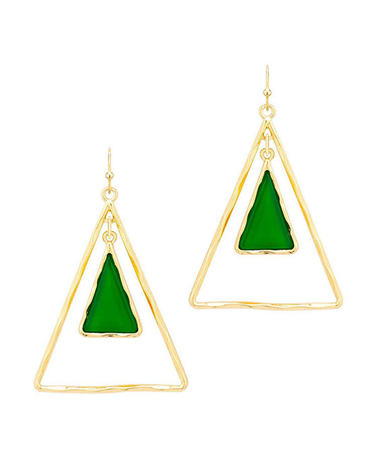 Metal & Acetate Triangle Earring
