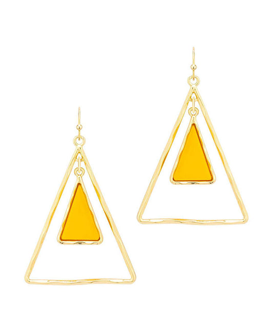Metal & Acetate Triangle Earring