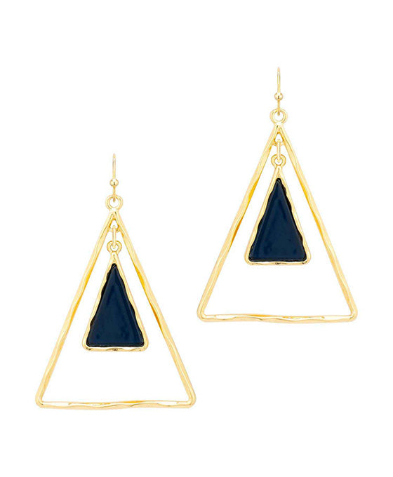 Metal & Acetate Triangle Earring