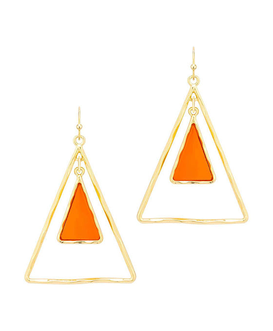 Metal & Acetate Triangle Earring