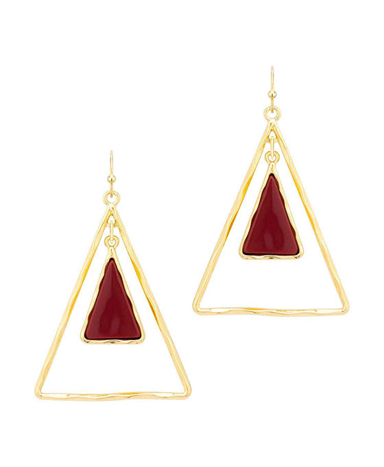 Metal & Acetate Triangle Earring
