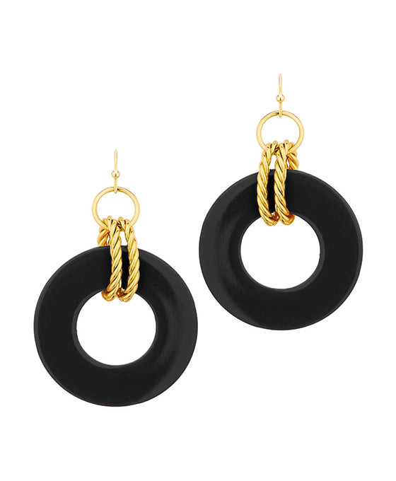 Circle Acetate Rope Metal Earring