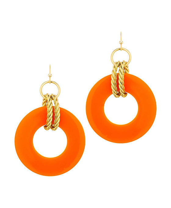 Circle Acetate Rope Metal Earring