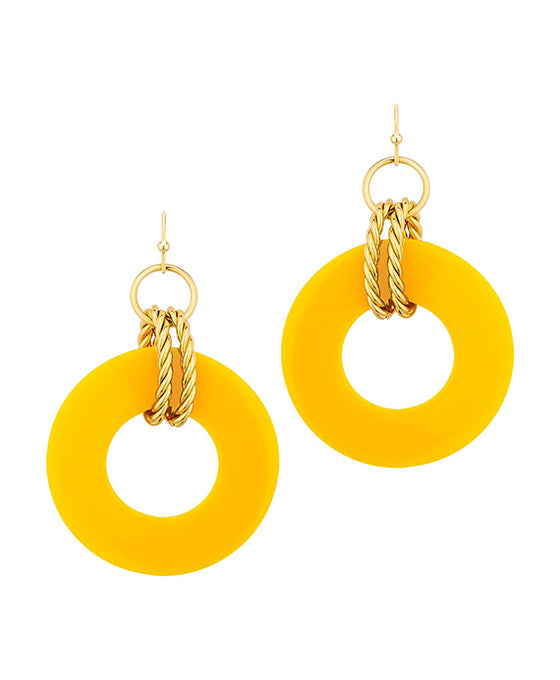 Circle Acetate Rope Metal Earring