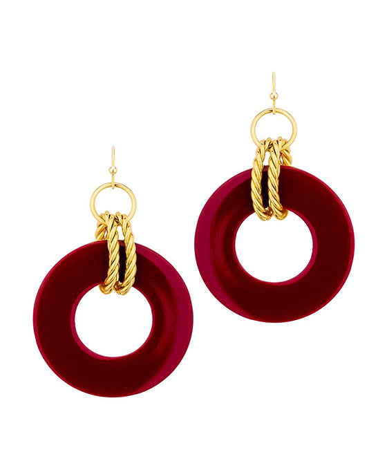 Circle Acetate Rope Metal Earring