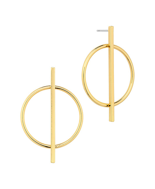 Metal Bar Circle Post Earring
