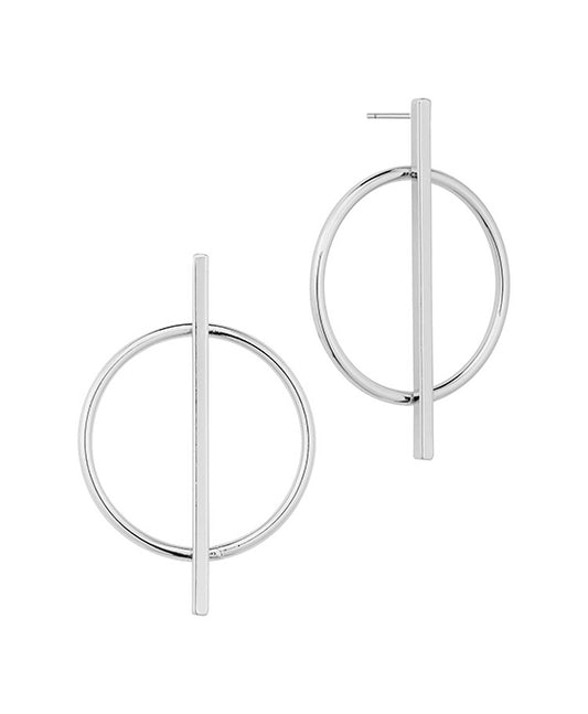 Metal Bar Circle Post Earring