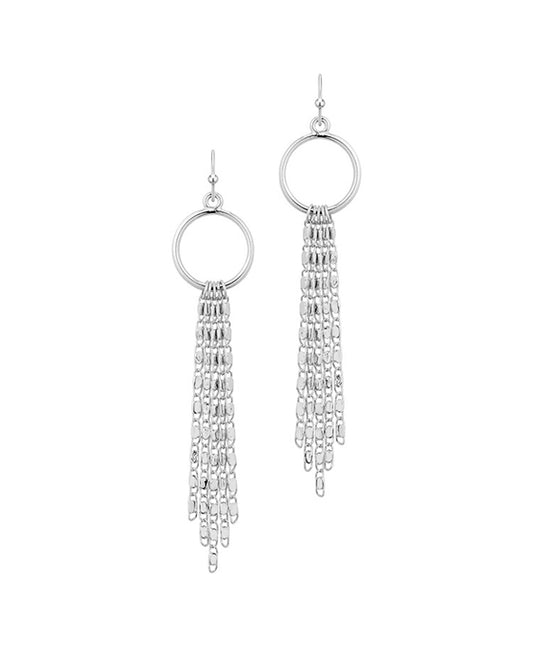 Metal Circle w/ Chain Earring
